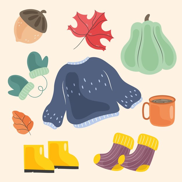 Colección de elementos planos de celebración de otoño