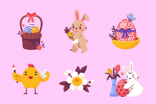 Colección de elementos planos para la celebración de pascua