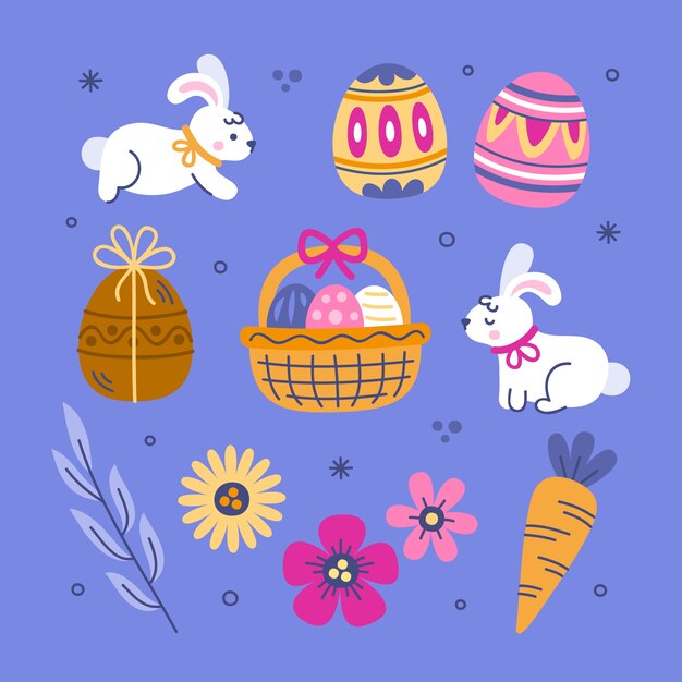 Colección de elementos planos para la celebración de las vacaciones de semana santa