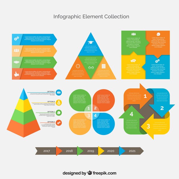Colección de elementos planos decorativos para infografías
