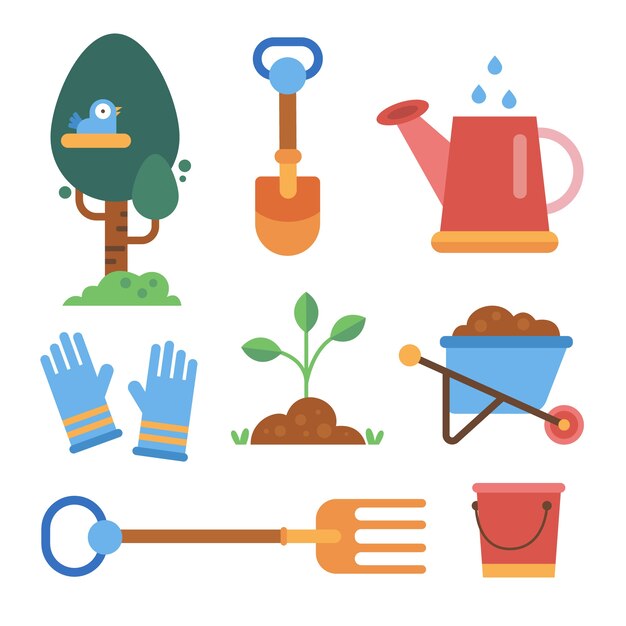 Colección de elementos planos del día del árbol