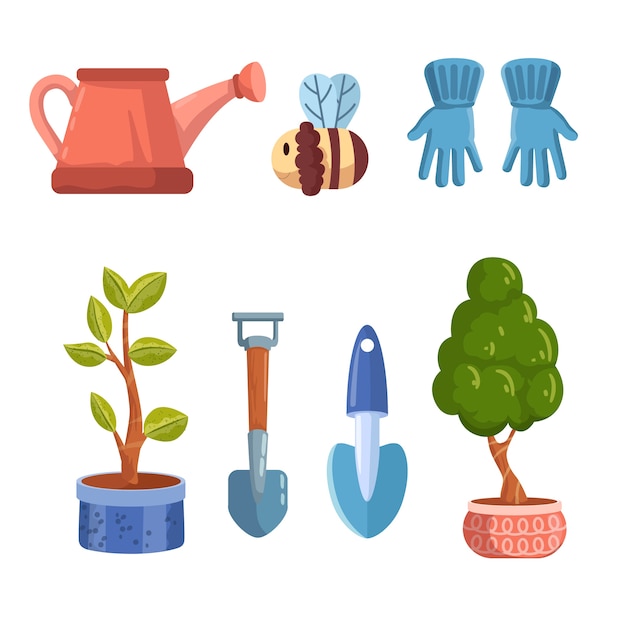 Colección de elementos planos del día del árbol