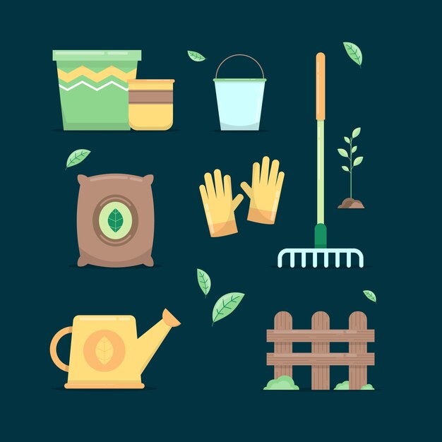 Colección de elementos planos del día del árbol