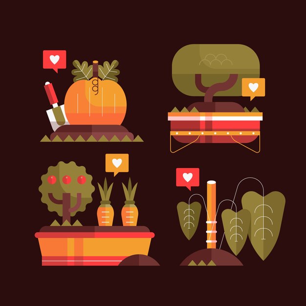 Colección de elementos planos del día del árbol