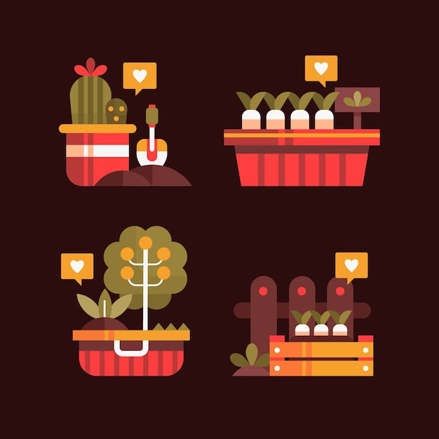 Colección de elementos planos del día del árbol