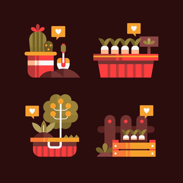 Colección de elementos planos del día del árbol
