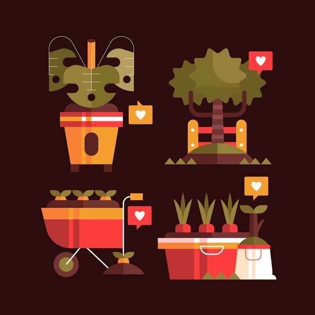 Colección de elementos planos del día del árbol