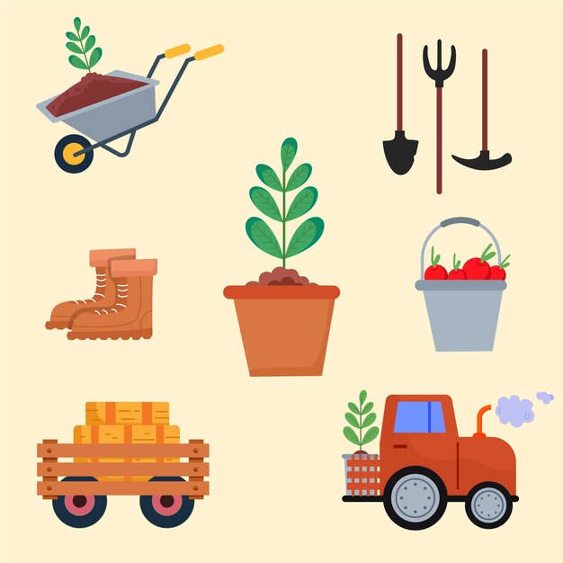 Colección de elementos planos del día del árbol