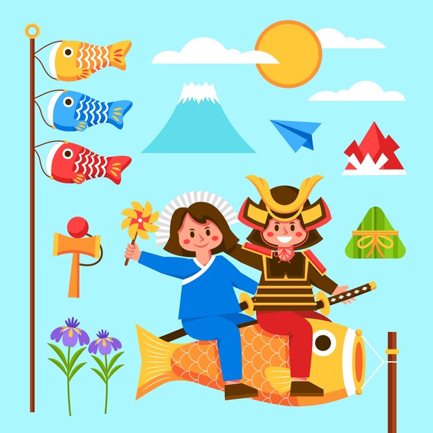 Colección de elementos planos del día del niño