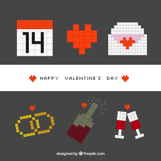 Vector gratuito colección de elementos planos del día de san valentín