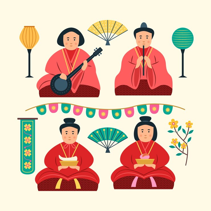 Vector gratuito colección de elementos planos del festival hinamatsuri