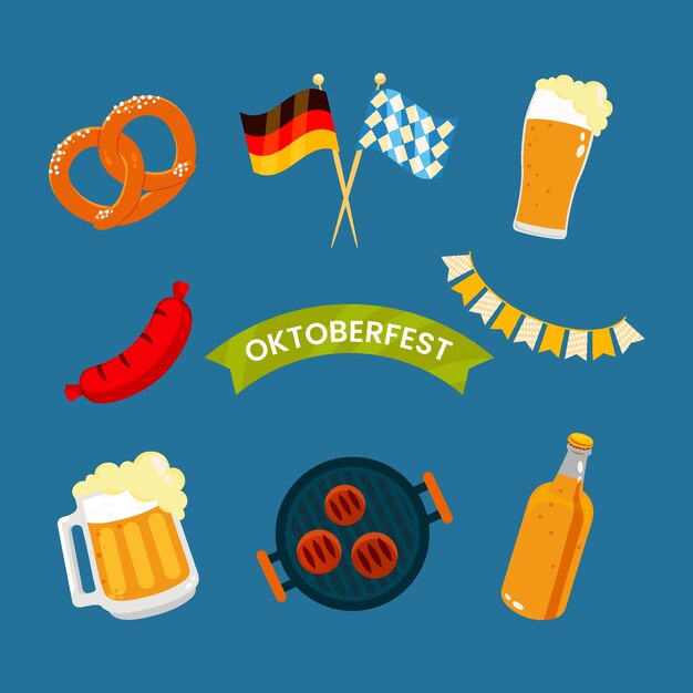 Colección de elementos planos para el festival de oktoberfest