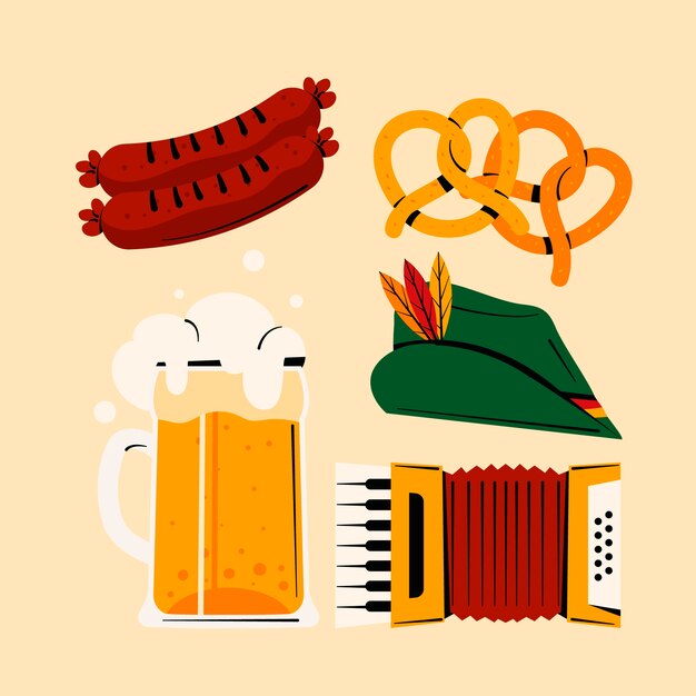 Colección de elementos planos para el festival de oktoberfest