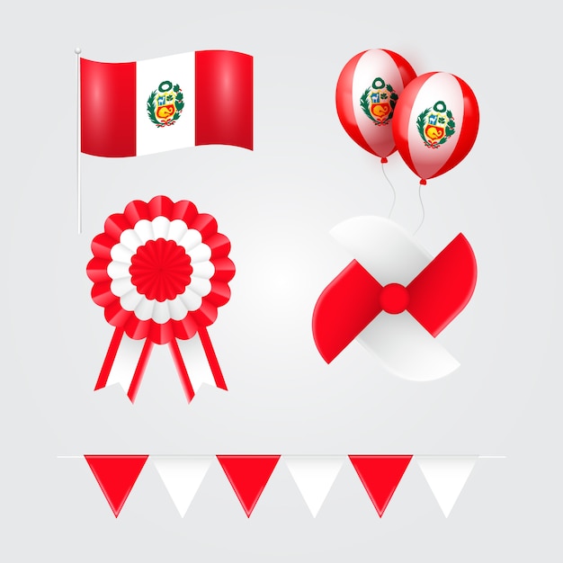 Vector gratuito colección elementos planos fiestas patrias