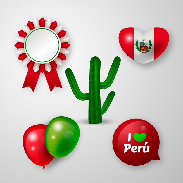 Colección elementos planos fiestas patrias