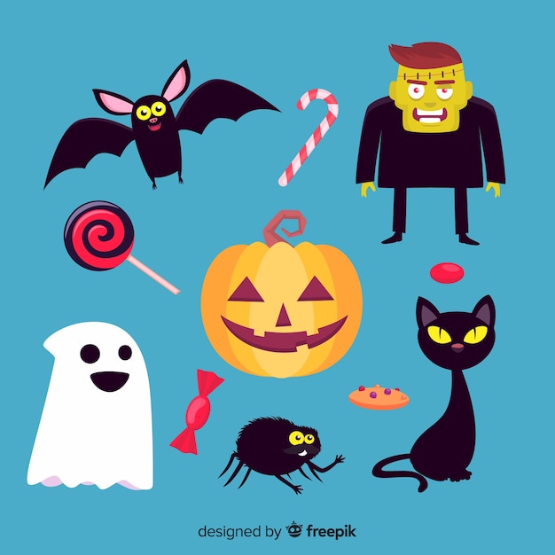 Colección de elementos planos de halloween