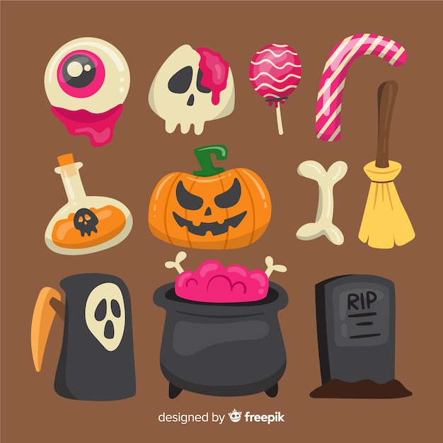 Colección de elementos planos de halloween