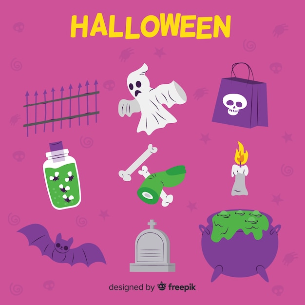 Colección de elementos planos de halloween