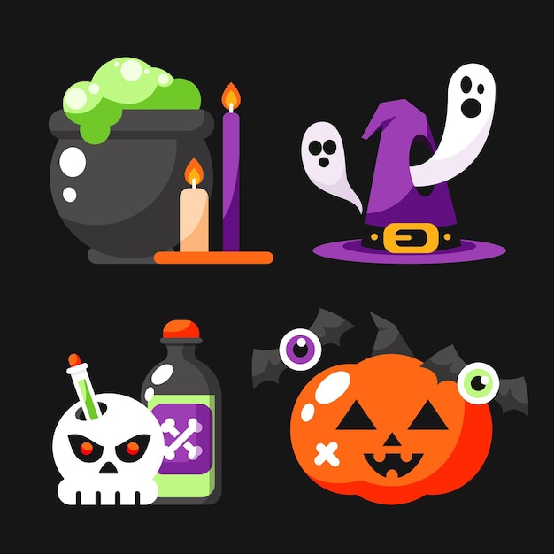 Colección de elementos planos de halloween