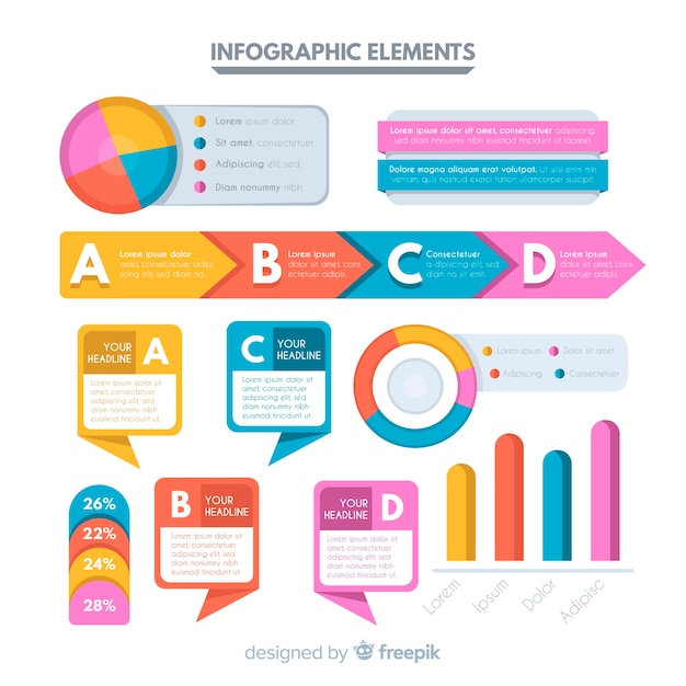 Vector gratuito colección elementos planos infografía