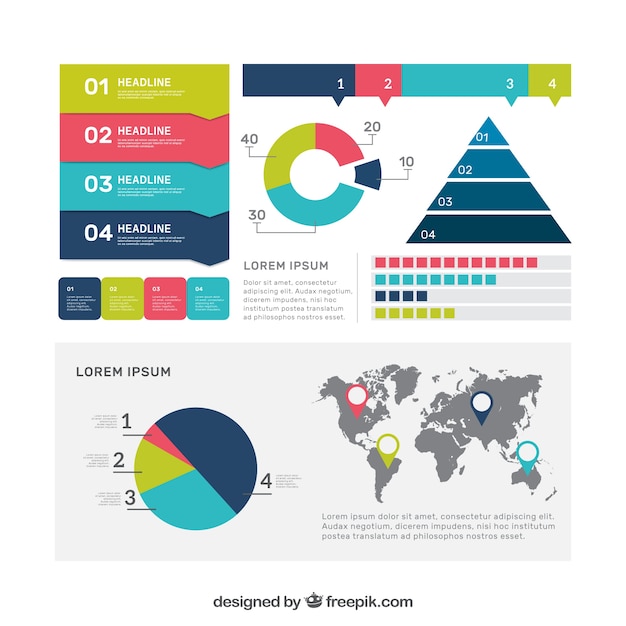 Vector gratuito colección de elementos planos para infografías