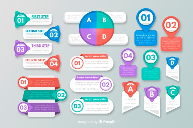 Colección de elementos planos infográficos