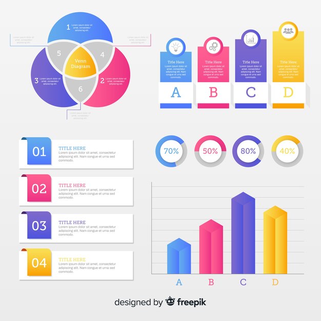 Colección con elementos planos infográficos