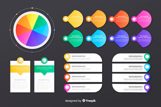 Colección de elementos planos infográficos