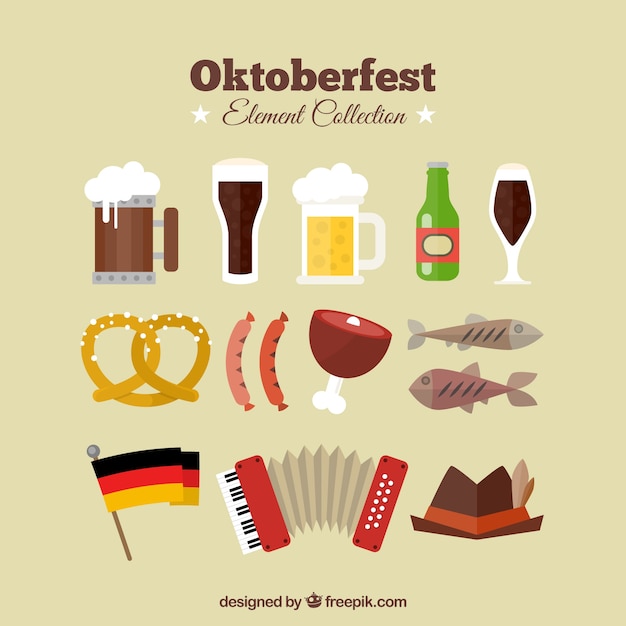 Colección de elementos planos de oktoberfest