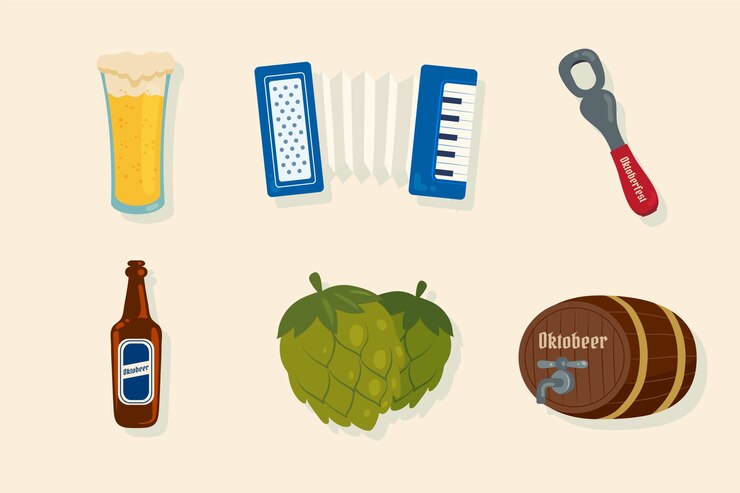 Vector gratuito colección de elementos planos de oktoberfest