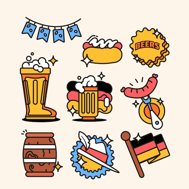 Vector gratuito colección de elementos planos de oktoberfest