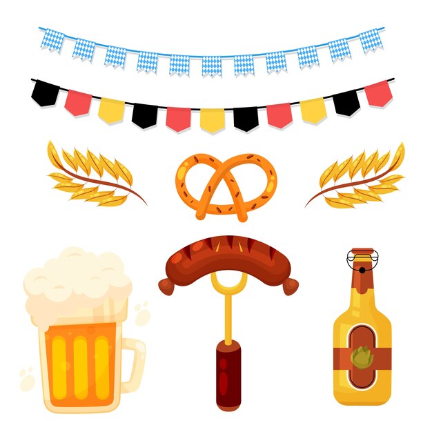Colección de elementos planos de oktoberfest