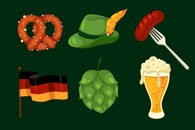 Vector gratuito colección de elementos planos para oktoberfest