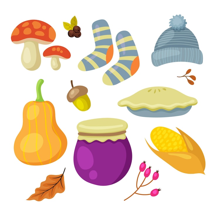 Vector gratuito colección de elementos planos de otoño