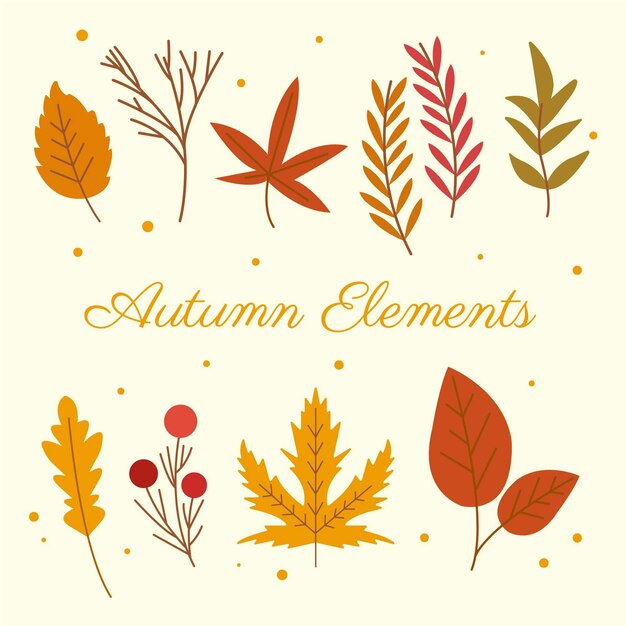 Colección de elementos planos de otoño