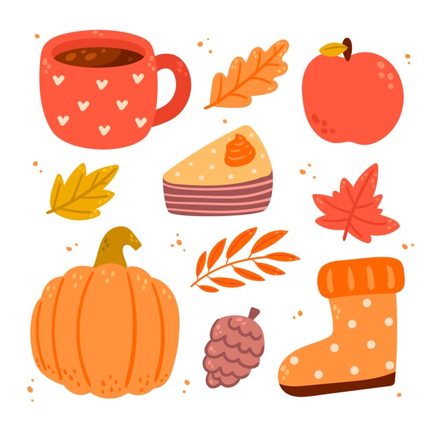Colección de elementos planos para otoño