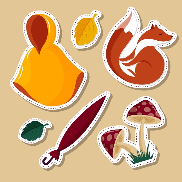 Colección de elementos planos para otoño