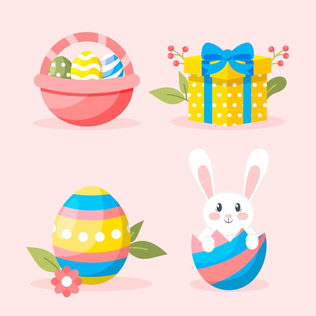 Colección de elementos planos de pascua