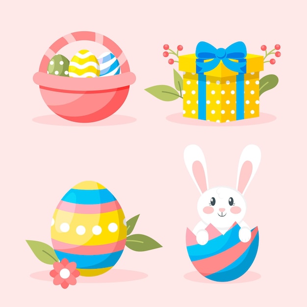 Vector gratuito colección de elementos planos de pascua