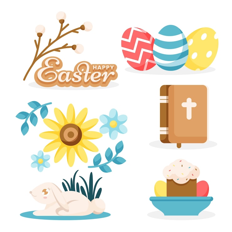 Vector gratuito colección de elementos planos de pascua