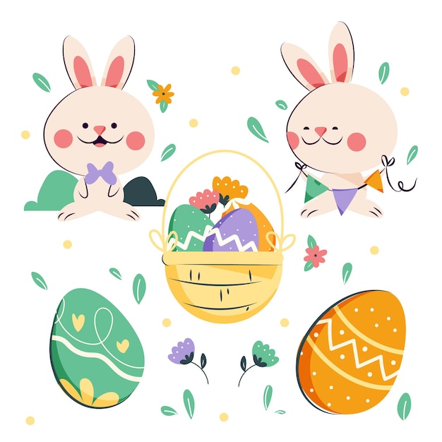 Vector gratuito colección de elementos planos de pascua