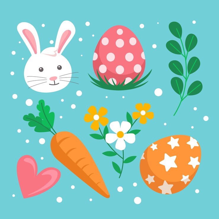 Vector gratuito colección de elementos planos de pascua
