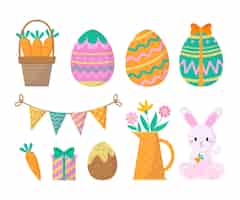 Vector gratuito colección de elementos planos de pascua