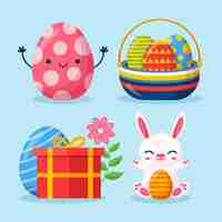 Vector gratuito colección de elementos planos de pascua