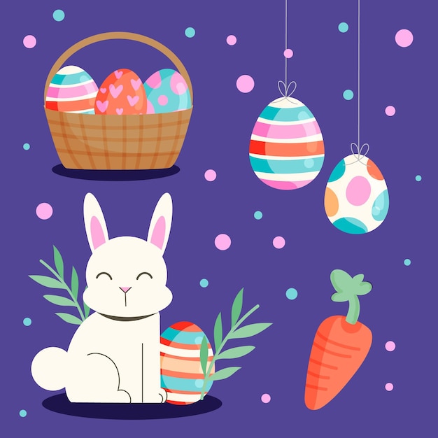 Vector gratuito colección de elementos planos de pascua