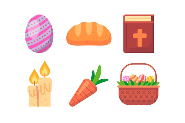 Vector gratuito colección de elementos planos de pascua