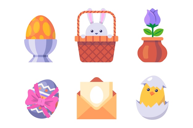 Colección de elementos planos de pascua