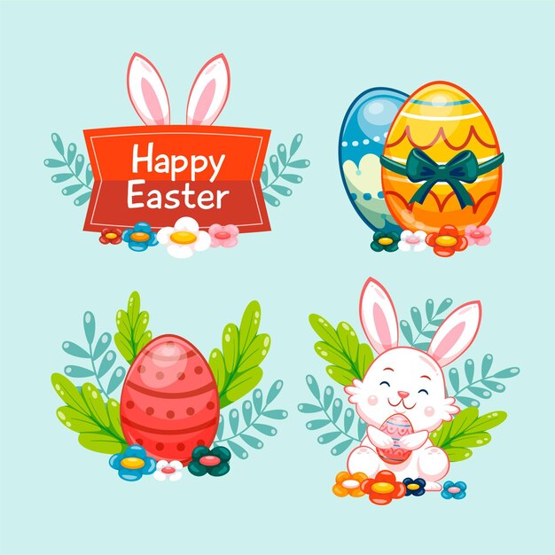 Colección de elementos planos de pascua