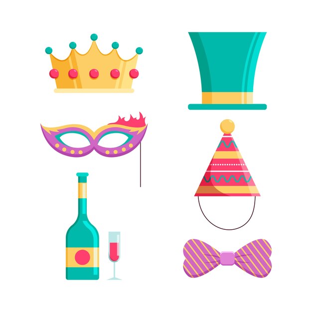 Colección de elementos planos de purim