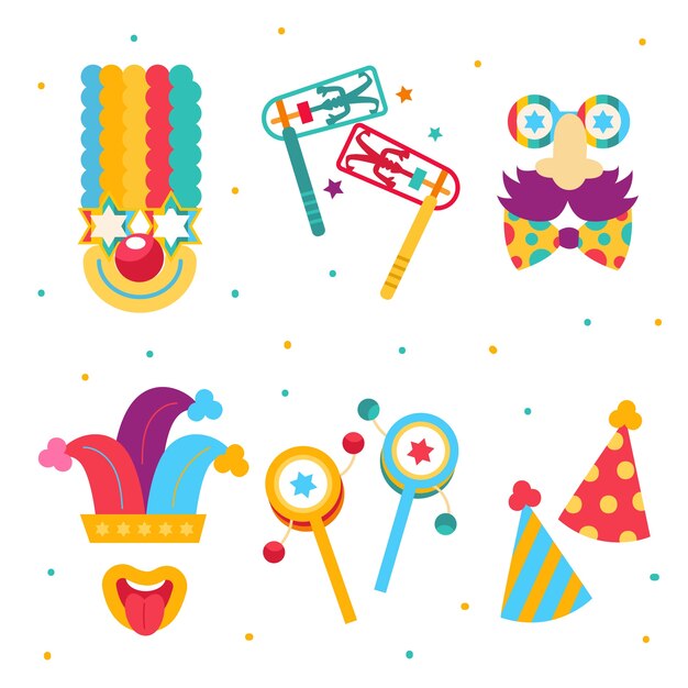 Colección de elementos planos de purim